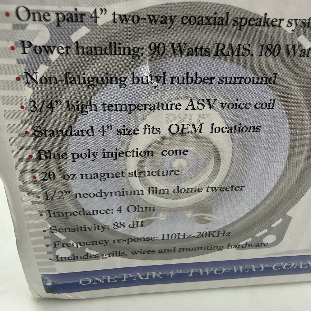 Pyle Audio Car Speakers PL42BL 4" 180 Watt 2 Way (pair) Blue Label New - Picture 3 of 12